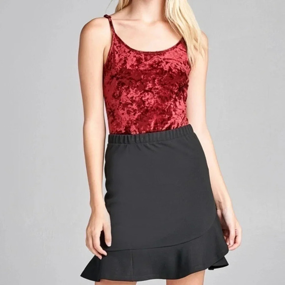 BURGUNDY VELVET BODYSUIT - Picture 1 of 4